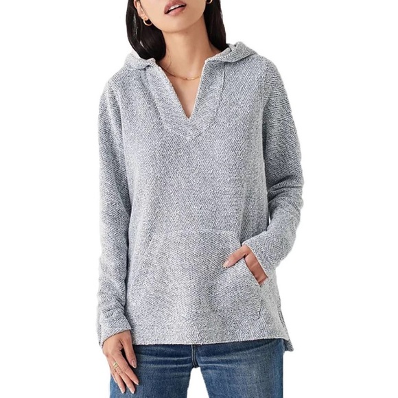 Faherty Whitewater Beach Terry Hoodie Organic Cotton Blend Sweatshirt | Medium - Picture 10 of 12